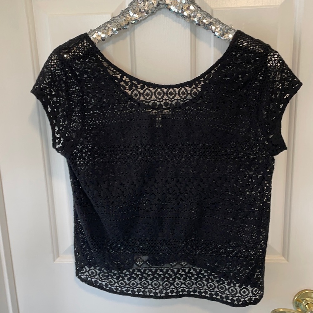 Joie women’s crop top; black lace; medium